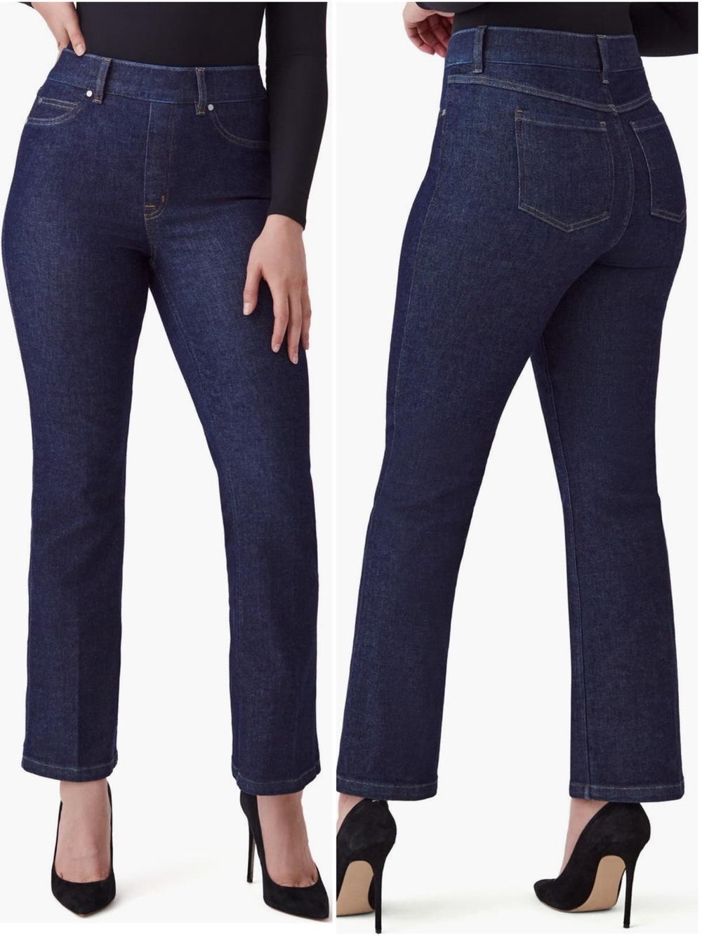 SPANX Women’s Size M Raw Indigo Wash Crop Kick Flare Pull-On Jeans